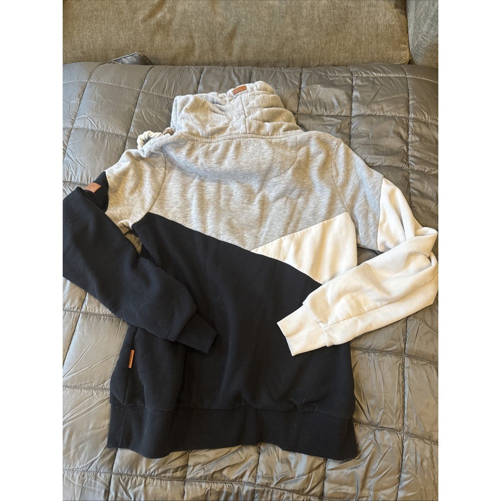 Wanakome Size Medium Black White And Gray Quarter Zip Hoodie Sweatshirt - Picture 8 of 8